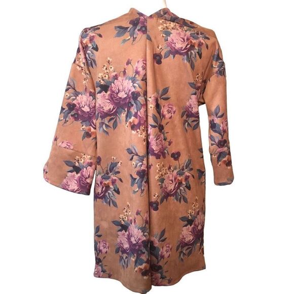 Ronnie Salloway Womens Topper Jacket L Faux Suede Brown Floral Boho Mossy Wester - Picture 6 of 6